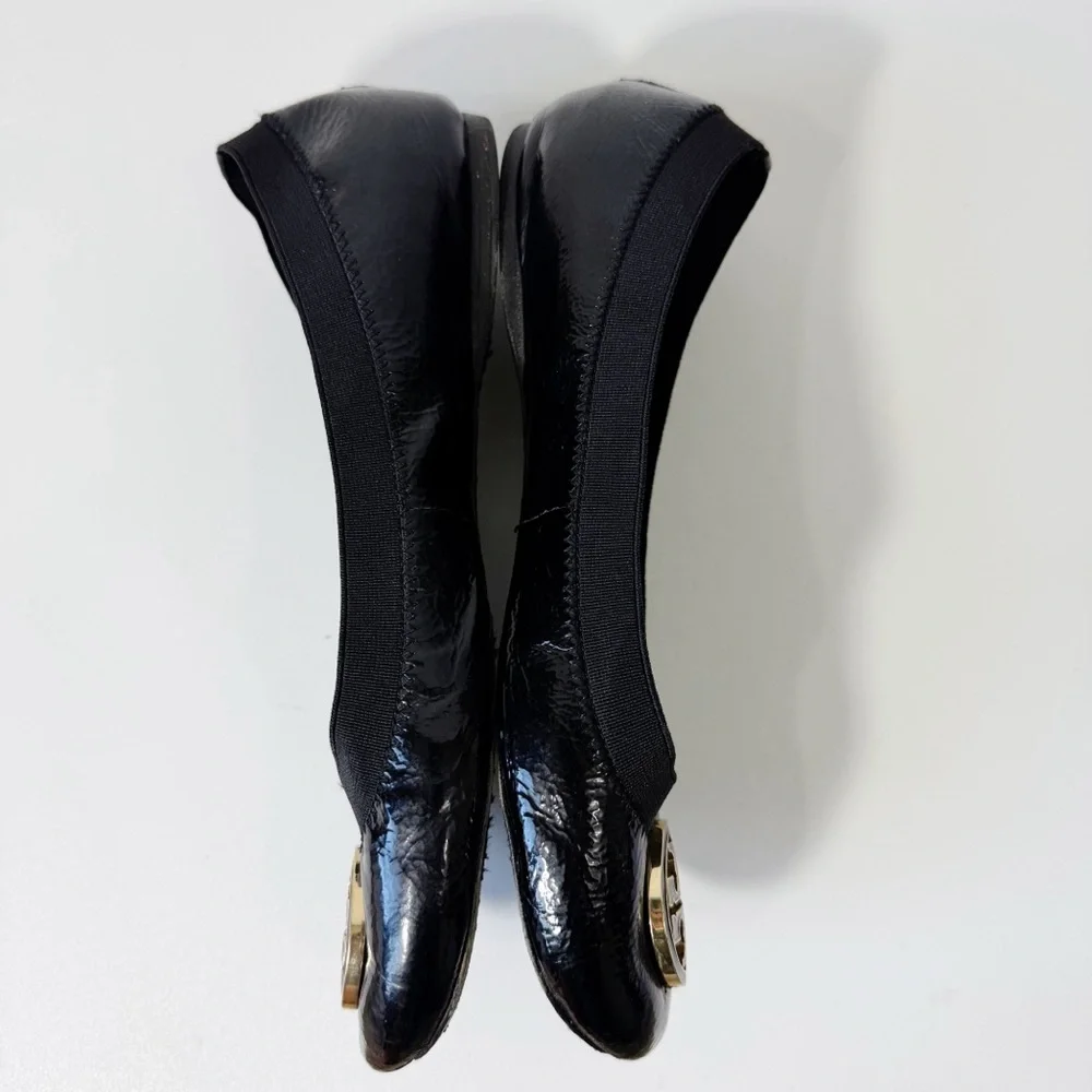 Tory Burch Caroline Ballet Flats Black Patent Leather Size 9